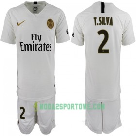 Koszulka Paris Saint-Germain T. Silva 2 Dziecięcy Wyjazdowe Stroje Piłkarskie 2018-2019 Krótki Rękaw